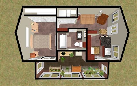 This contemporary design floor plan is 400 sq ft and has 1 bedrooms and has 1 bathrooms. 3D Top View of the 424 sq ft "Secret Garden". | Cozy's 400 ...