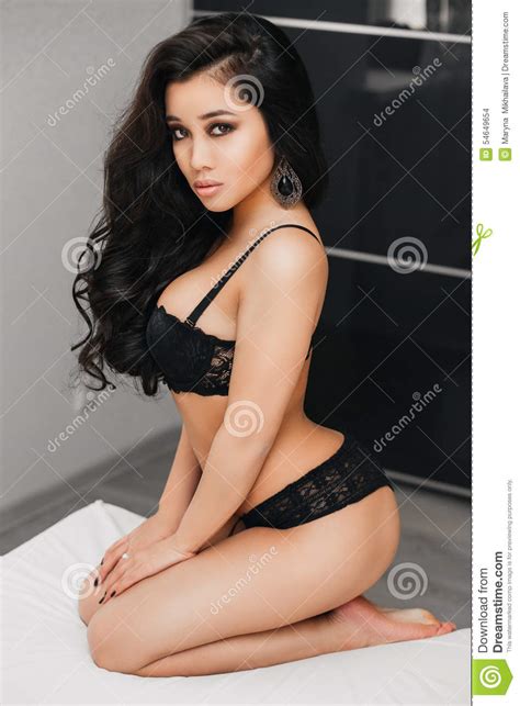 Beautiful hairstyle brown hair set. Beautiful Young Brunette Woman With Long Hair On Stock ...