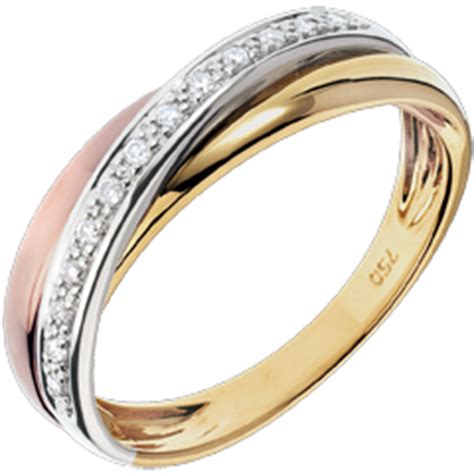 ►votre bague sera envoyée dans un bel écrin, parfait pour offrir, ou pour ranger vos bijoux. Bague 3 Anneaux Or Blanc Jaune Rose