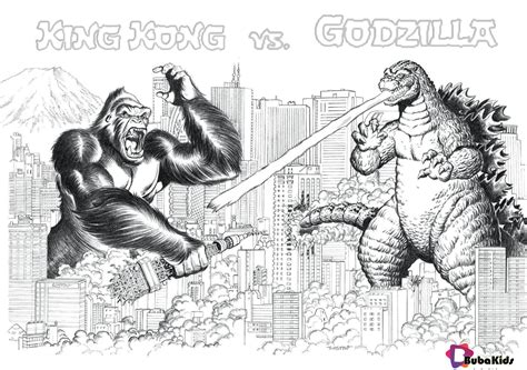 king kong vs godzilla free and printable coloring page godzilla king