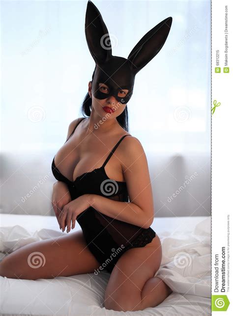 Every day new 3d models from all over the world. Brunette Woman With Lingerie And Fluffy Bunny Ears Stock ...