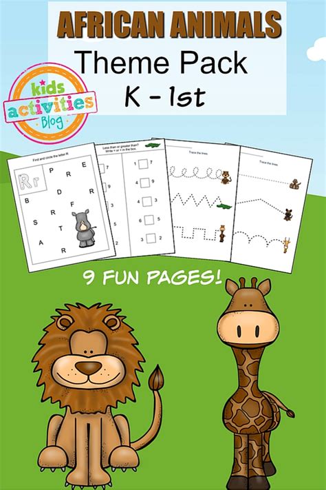 Cow, duck, sheep, horse, cat, donkey, turkey, pg, chicken and. African Animals Printable Kindergarten Worksheet Pack