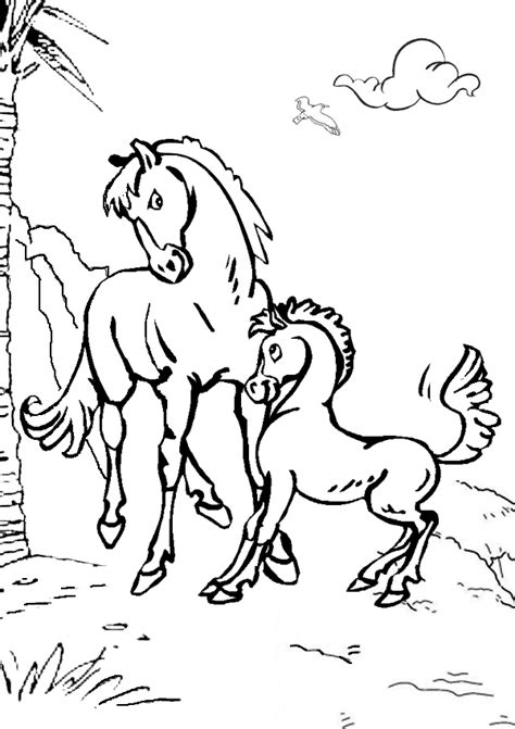 Mother horse with foal coloring page free printable coloring pages. Coloring Pages Animals And Their Babies at GetColorings ...