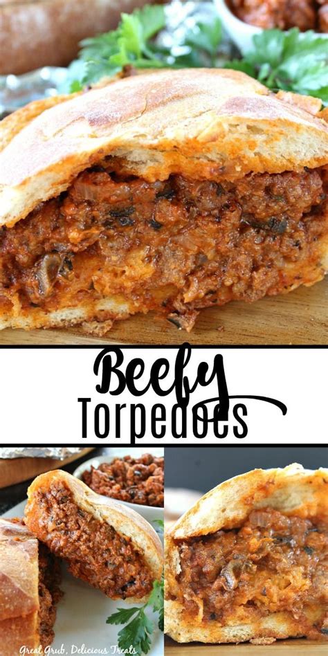 Ground beef, a bit of garlic and spices, good buns, i made a vegetable salad, and the. Beefy Torpedoes are loaded with ground beef, cheese, black olives and seasoned perfectly, these ...