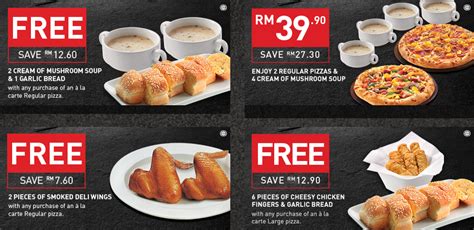 Pizza hut has over 350 outlets nationwide, most of which pizza hut is not only successful in malaysia, but also in other countries, including singapore, india the products that are more popular with malaysians are the stuffed crust pizza, drumlets and chicken. Pizza Hut Delivery Coupon Promo: FREE Cream of Mushroom ...