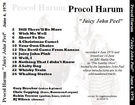 Главная› тексты песен› исполнители› procol harum. T.U.B.E.: Procol Harum - 1970-06-04 - London, UK (FM/FLAC)