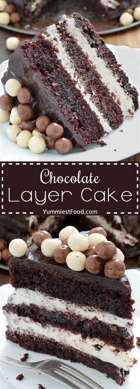 It's a simply amazing moist chocolate cake filled with dark the ingredients you need to make chocolate mousse are really simple: Chocolate Layer Cake with Cream Cheese Filling - Recipe ...