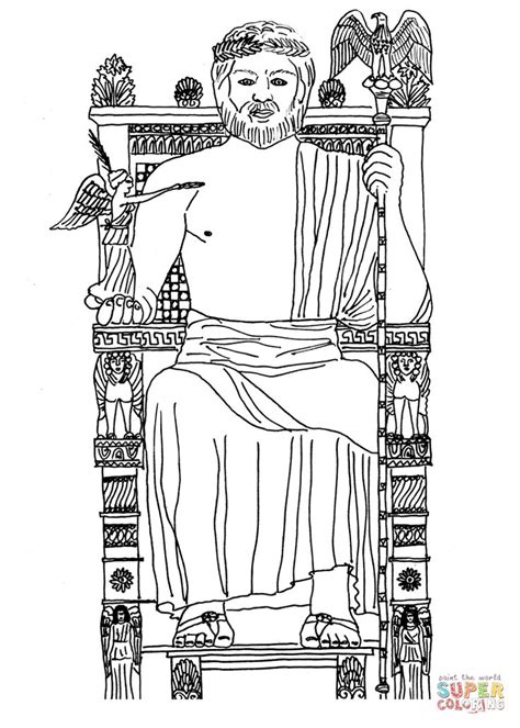 Vector design of attributes and greek icon. Statue of Olympian Zeus coloring page | Free Printable ...