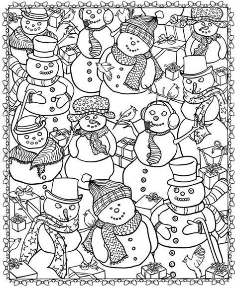 Printing the pdf of this seasonal coloring page will produce the best results. Christmas snowman - Return to childhood Adult Coloring Pages