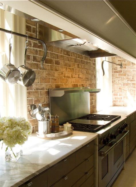 May 02, 2019 · the costs can be minimal, and a professional painter or installer is not needed. Quartz worktops with bare brick. | Rustic kitchen ...