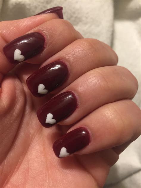 Red nails, heart nails, sns manicure, dipping powder ...