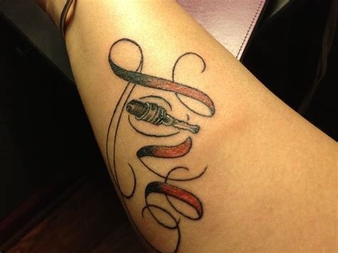 #sparkplug #tattoo #tattooideas #tattoofrequency #chain #motorcycle #blackandgrey #art #spark. (This is my girlfriends tattoo!) Spark plug for my hubby who is a mechanic :) | Girlfriend ...
