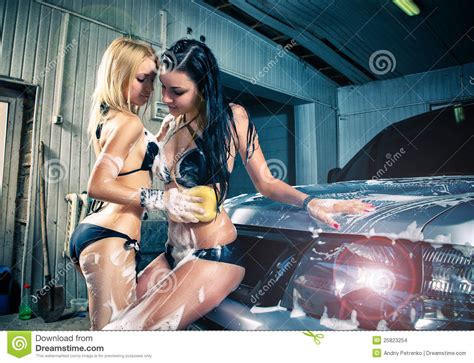 Busty long haired blonde girlfriend getting some good dick. Models At The Car Wash In Garage. Stock Photo - Image of ...