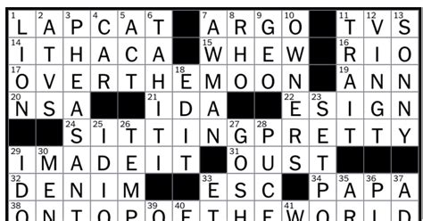 59a *storied new york prison : The New York Times Crossword Puzzle Solved: Tuesday's New ...