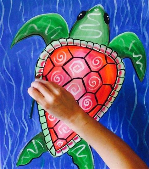 Choose a cute little turtle to paint onto a pebble and hide in your city. Sea Turtle Painting - Step By Step Acrylic Tutorial - For ...