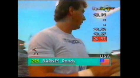 He won silver at the 1988 olympics and gold at the 1996 olympics. Randy Barnes (20.98 metres) shot put outdoor (23.12 metres ...