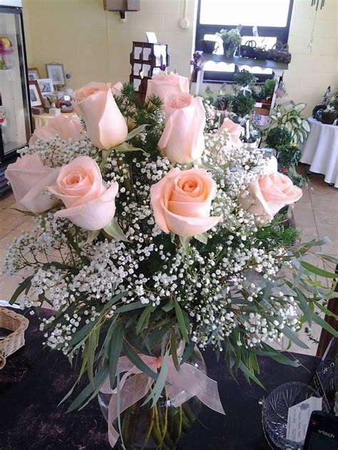 Check spelling or type a new query. dozen peach roses, babies breath, greens, eucalyptus ...