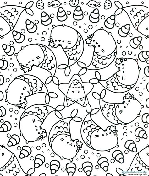 This adorable comic character, pusheen the cat does all kinds of wonderful things. Coloriage pusheen mermaid mandala adulte - JeColorie.com