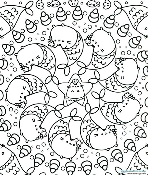 This adorable comic character, pusheen the cat does all kinds of wonderful things. Coloriage pusheen mermaid mandala adulte - JeColorie.com