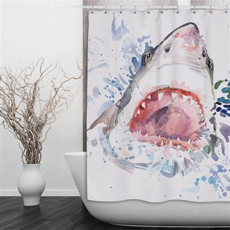 The patterns can contain any shape that s simple yet casual for example hexagonal or asymmetry patterns. Watercolor Shark Shower Curtains and Optional Bath Mats ...