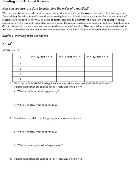 It means that when the concentration of no doubles, the reaction rate quadruples. Solved: Finding The Order Of Reaction How Can You Use Rate ...