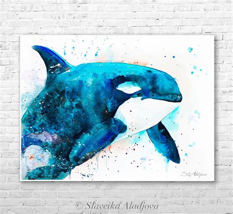 My son loves orcas and the picture looks amazing in his room. Orca acuarela pintura impresión por Slaveika Aladjova ...