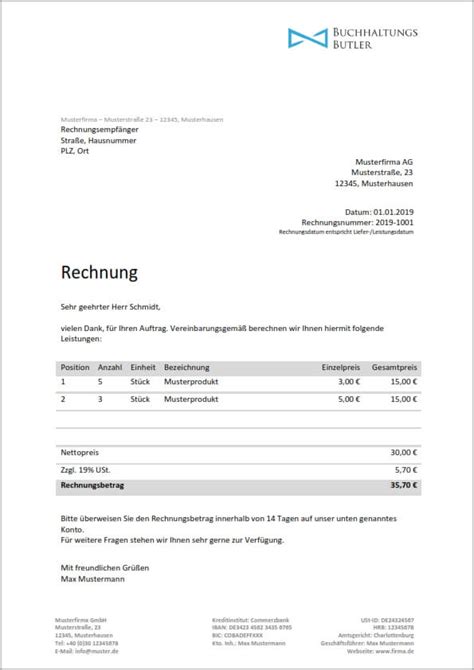 Beachten sie die empfehlungen der gerätehersteller (z.b. Rechnungsvorlage kostenlos downloaden | BuchhaltungsButler