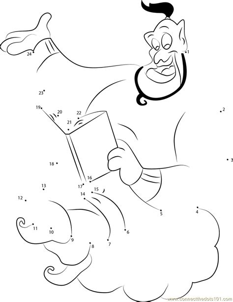 genie reading book dot to dot printable worksheet connect the dots