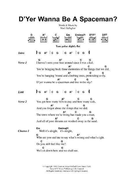 We have an official i wanna be your slave tab made by ug professional guitarists.check out the tab ». D'Yer Wanna Be A Spaceman? by Oasis - Guitar Chords/Lyrics ...