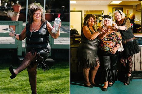 Comedy skit turns into a porno. Sexy grannies love clubbing in latex and comedy wigs ...