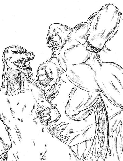 Nuclear godzilla vs king ghidorah | godzilla: King Kong Versus Godzilla Coloring Pages | Coloring pages