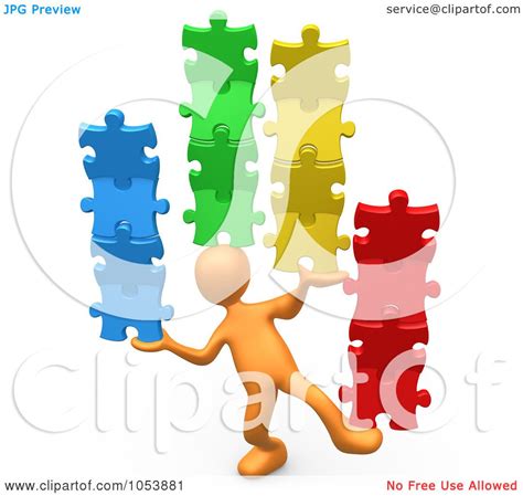 Golden puzzle piece lowering to complete a silver puzzle #83973 by mopic. Royalty-Free 3d Clip Art Illustration of a 3d Orange ...