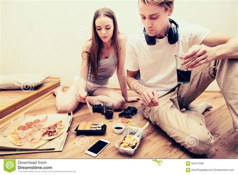 Young Couple Playing Computer Game Home Together, Hobby ...