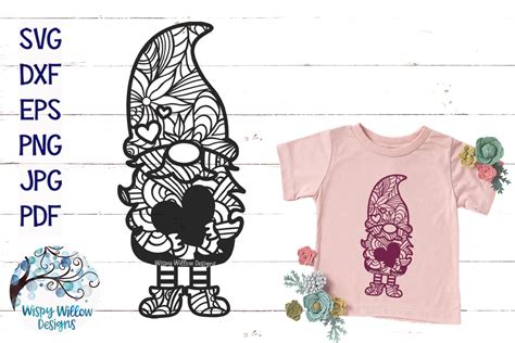 Download Gnome with Heart Zentangle SVG | Gnome Mandala SVG - SoFontsy