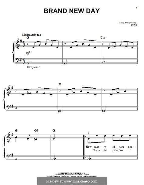 Translation of 'brand new day' by rei yasuda (安田 レイ) from japanese to english. Brand New Day by Sting - sheet music on MusicaNeo