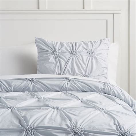 Ideas & inspiration for real life. Ruched Rosette Organic Duvet Cover | Girls Dorm Bedding ...