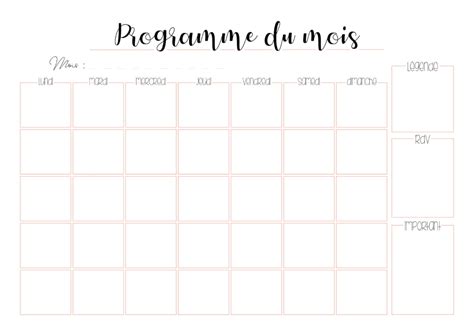 Vous pourrez ainsi organiser votre planning par rapport au différent temps de votre journée. Planner à imprimer gratuitement - programme du mois ...