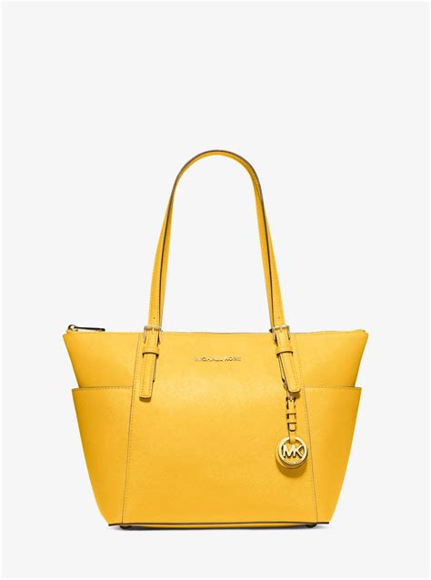 Jet Set Large Saffiano Leather Top-Zip Tote Bag | Michael Kors | Leather tote bag, Saffiano tote ...