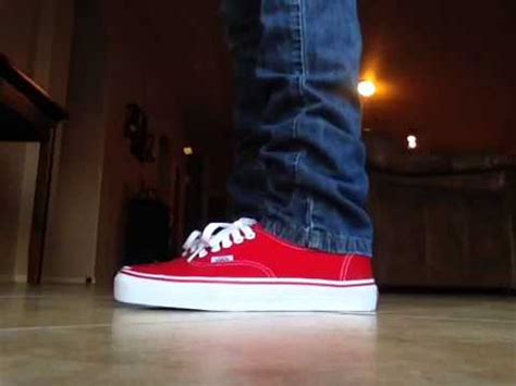 I hope this quick tutorial helps you summary:i made this video for the people that they get their vans without the shoeslaces laced. Vans red authentic on feet - YouTube