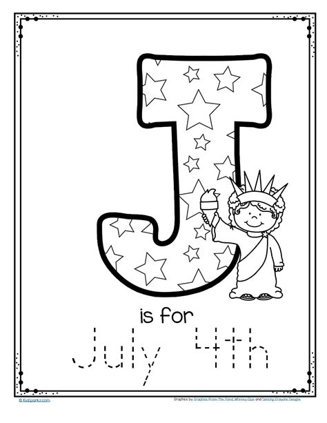 These writing worksheets are for more advanced writers who need practice writing the letters of the alphabet, first by tracing and then copying. FREE J is for July 4th trace and color alphabet printable #preschool #preschoolletters #print ...