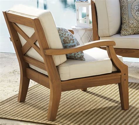 280 reviews of pottery barn a decent store with a small variety of children's furniture, decor, and clothing. Hampstead Teak Armchair - Honey | Teak armchair, Wooden sofa designs, Teak patio furniture