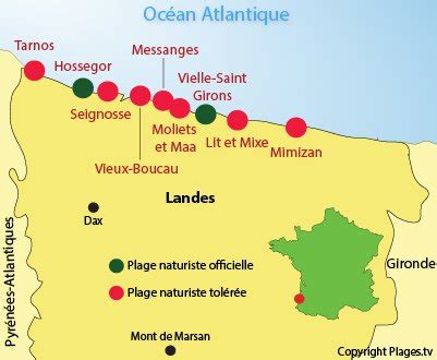 Retrouvez toute l'information sur les plages des landes (météo, drapeau, baignade…) sur l'application plages landes. Plages naturistes - Landes (40) | PlagesTV