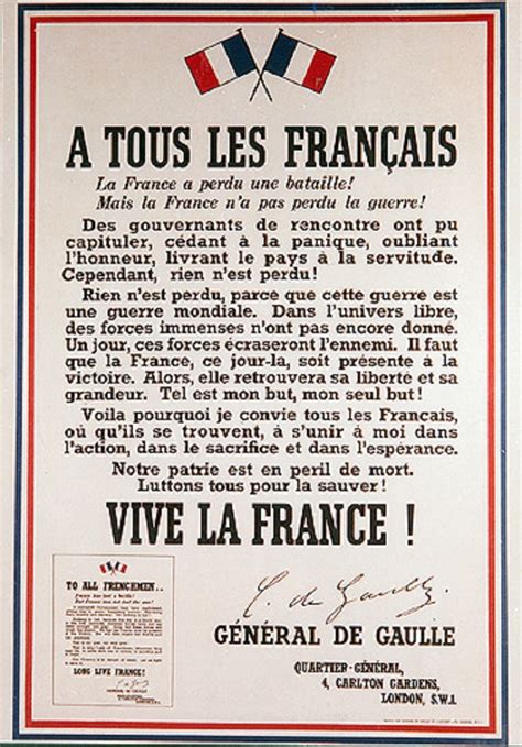 En effet, le 18 juin 1940, le général de gaulle s'adresse depuis londres aux français. Siglo XXI: APPEL DU 18 JUIN 1940 : L'APPEL À LA RÉSISTANCE ...