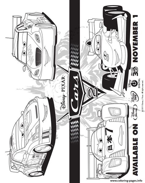 Download this coloring page/print this coloring page. Cars 2 Disney Four Cars Coloring Pages Printable