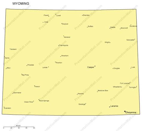 Outline map of the state of wyoming with counties. Wyoming Outline Map with Capitals & Major Cities- Digital ...