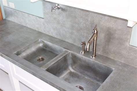 It is much like stainless steel, but eventually a lovely patina that resembles pewter. zinc countertop and sink mottled finish Sinks - 103 ...