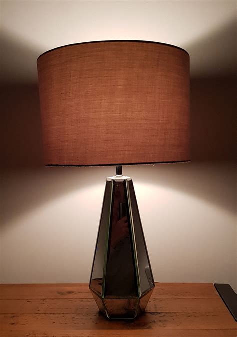 Stunning mirrored table lamp with grey matching shade home lighting - Lights and Linen