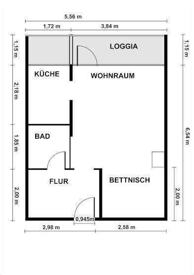 Ein zimmer wohnung grundriss mit kuche essbereich balkon bad und. Grundriss 1 Zimmer Wohnung 40 Qm - Test