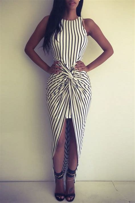 Shop our great selection of vertical lines dress & save. Vertical Stripes Asymmetrical Racerback Maxi Dress WHITE ...