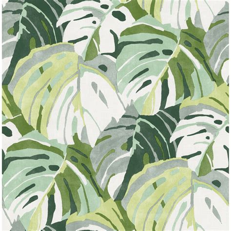 Follow the vibe and change your wallpaper every day! 2969-26006 - Samara Green Monstera Leaf Wallpaper - by A ...